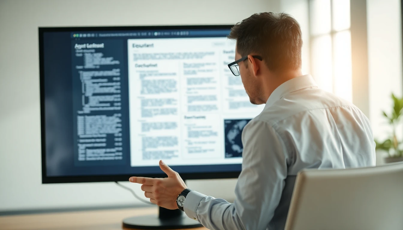 A marketer reviewing content structure on a monitor